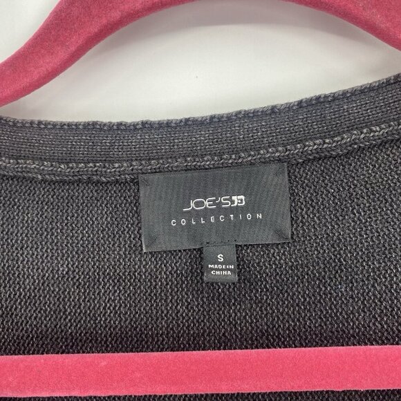 Joes Jeans Collection Size Small Black Poncho Sweater Cotton Fringe Pockets Boho - Picture 6 of 11